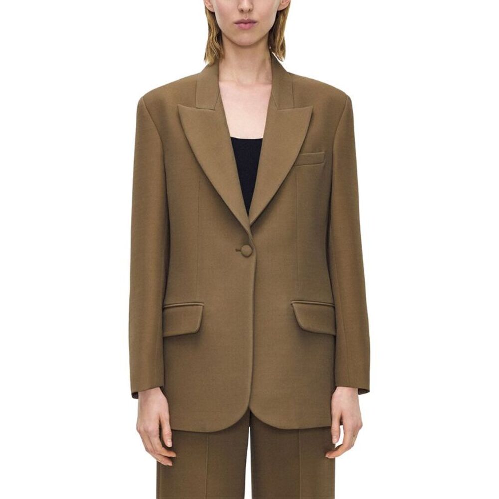 Adam Lippes Womens Brody Wool & Silk-Blend Jacket, Green